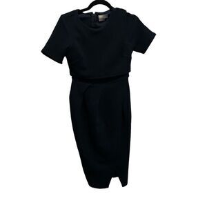 ASOS Women's Navy Textured Knit Pencil Dress Short Sleeve Sheath Style size 6